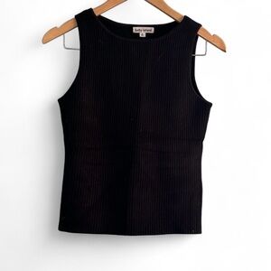 Kathy Ireland Black Ribbed Tank Top
